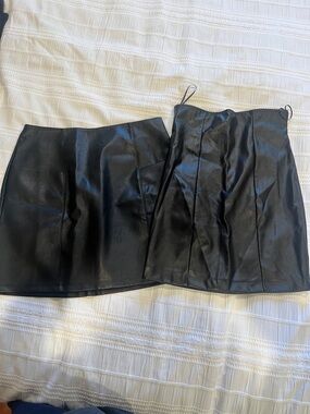 Fashion Nova Black Faux Leather Mini Skirt Duo